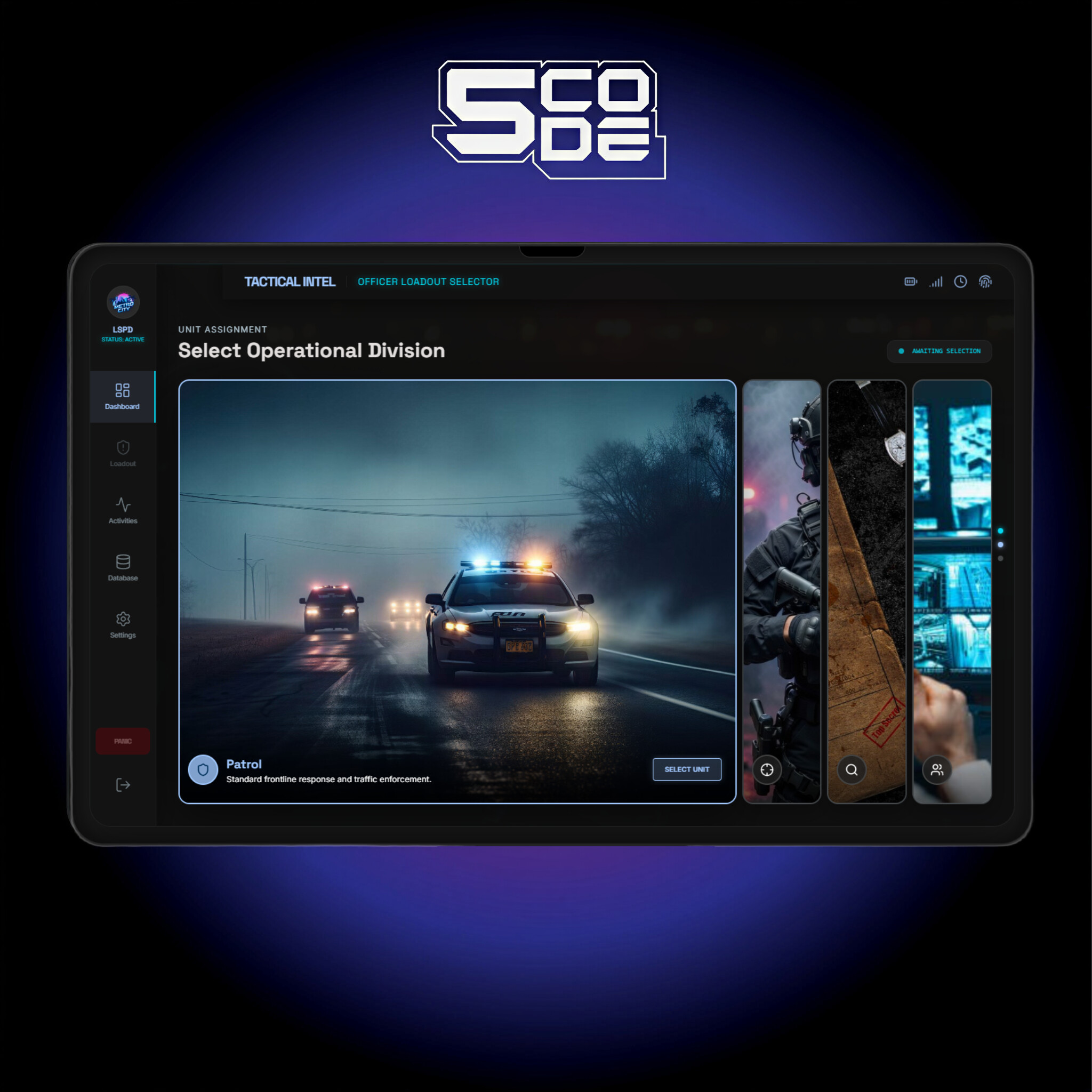 5Code Loadouts police armory dashboard for FiveM