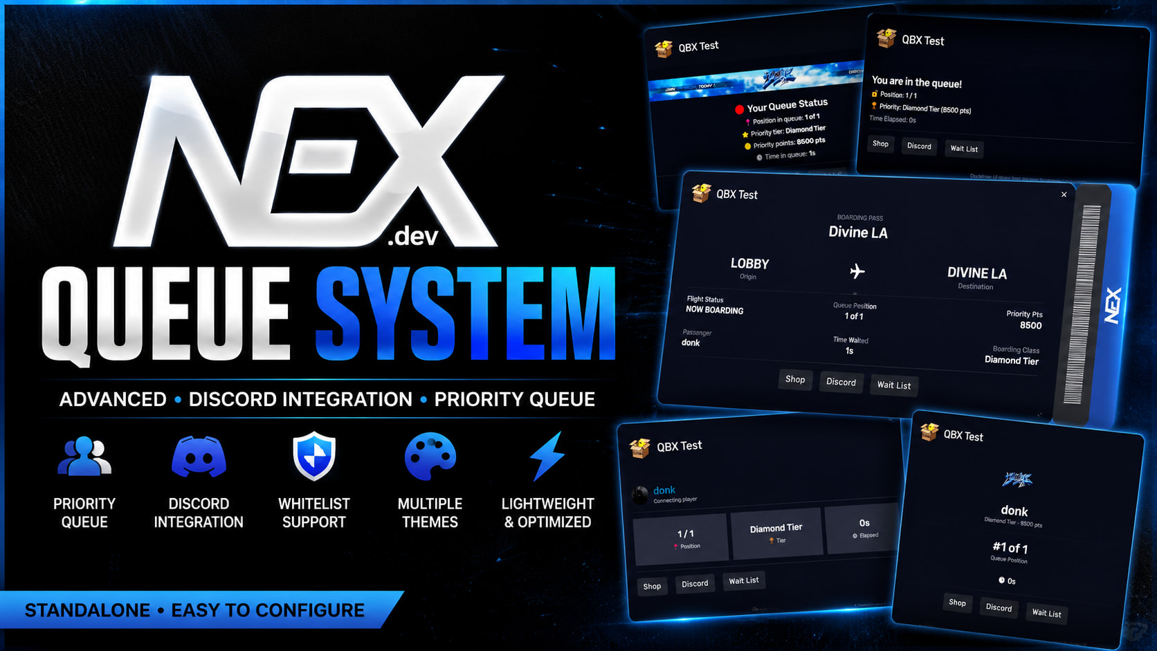 [免费] NEX Queue – 适用于 FiveM 的高级 Discord 队列系统 [独立版]fivem资源网-fivem插件网-fivem脚本-fivem技术-fivem分享FIVEM资源网
