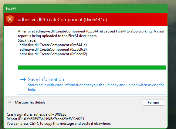 Crash 2-3 min after joining servers adhesive - FiveM Client Support ...