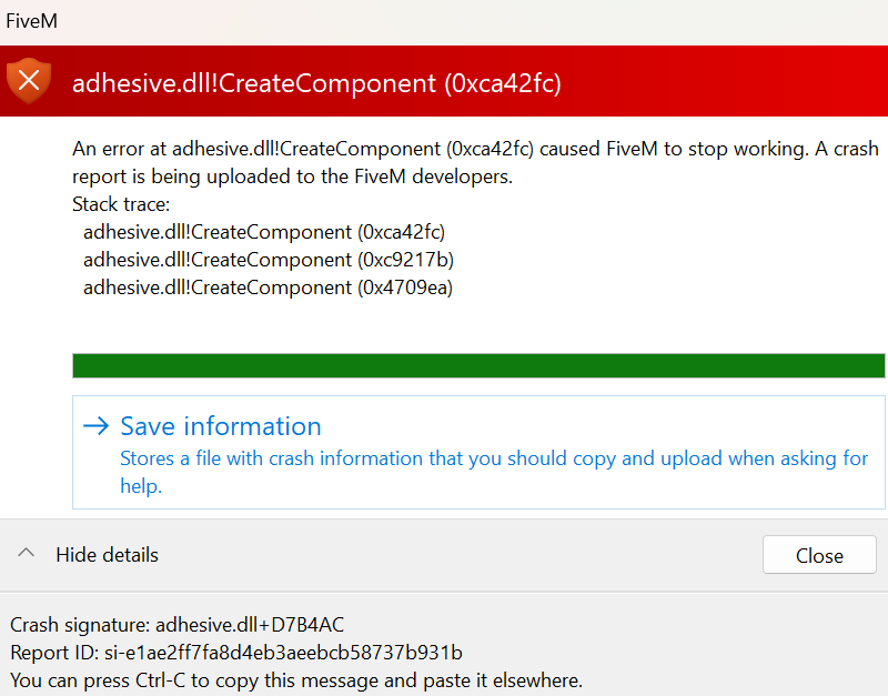 Adhesive.dll crash after connecting in FiveM - FiveM Client Support ...