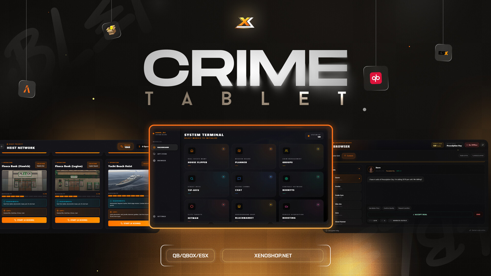 [QBCore/ESX/Qbox] Xeno Crime Tablet | Heist | Boosting | Robbery ...
