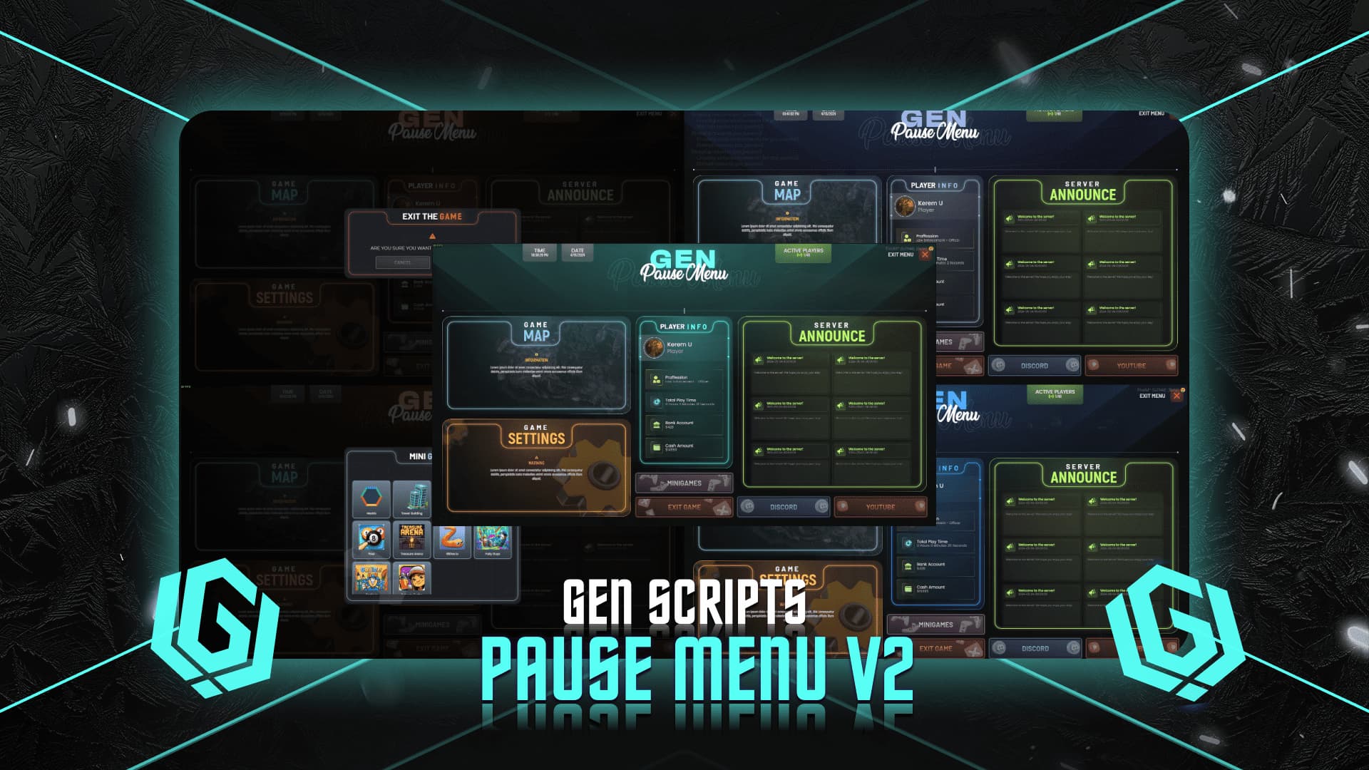 [PAID][QB/ESX] GEN Pause Menu V2 (5 Color Theme)(12 Minigame) Thumbnail
