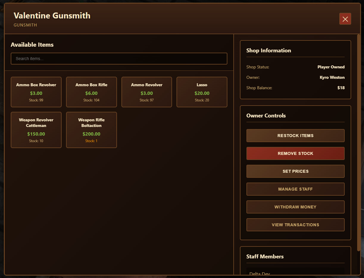 [RSG] Player Owned Shop System - RedM Releases - Cfx Forum