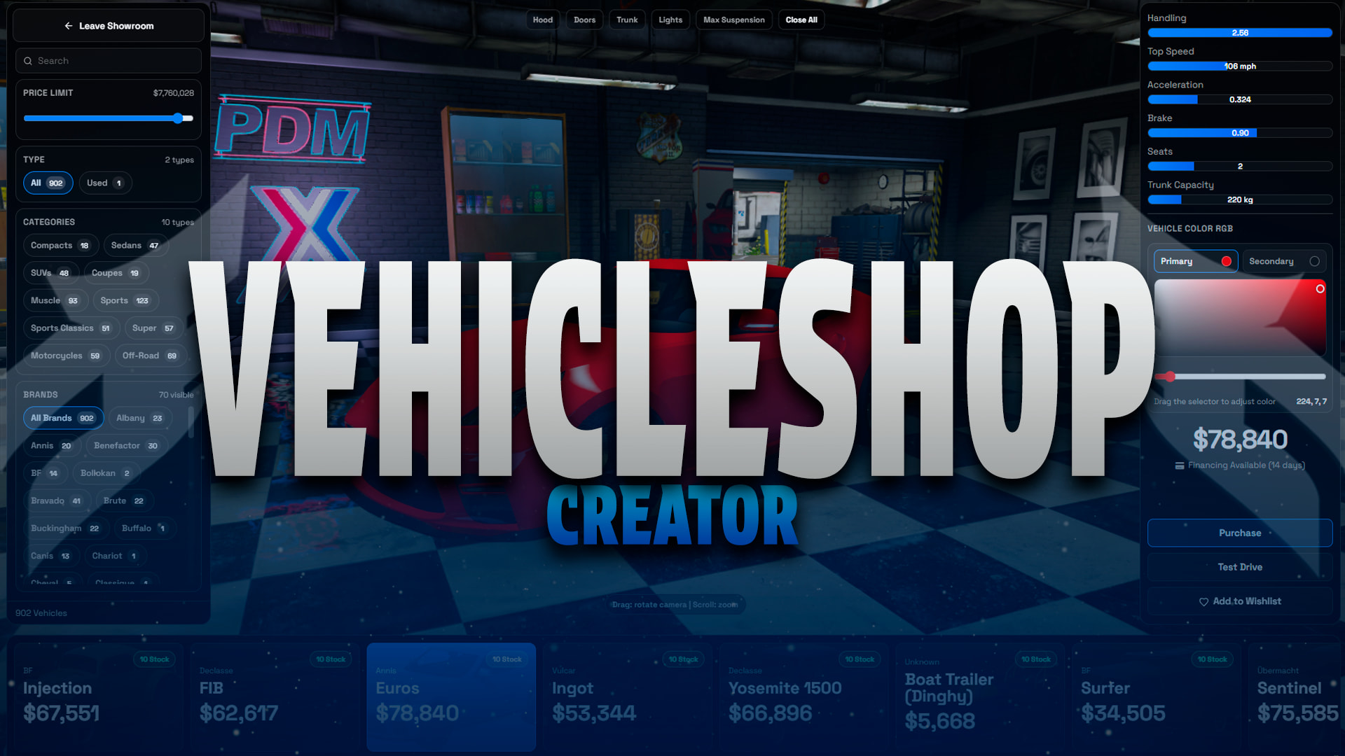 Advanced Vehicleshop Creator — Buy, Rent, Sell, Auctions, Restock ...