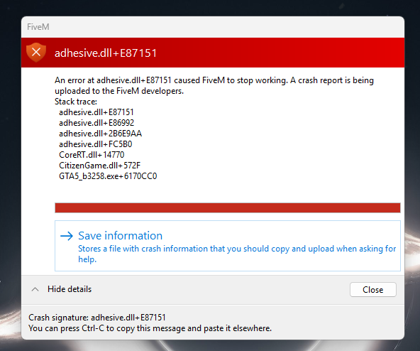 adhesive.dll error - FiveM Client Support - Cfx Forum