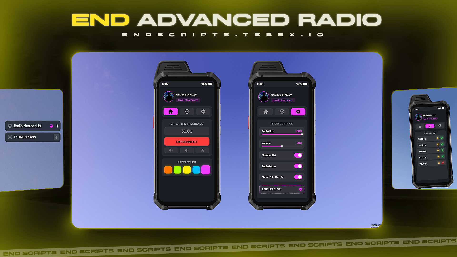 END Scripts Advanced Radio | Custom UI, Favorites, Member List | ESX | QBCore | QBox FiveM – scripts asset from AssetStore