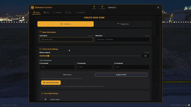 Circle Zone In-Game Creator