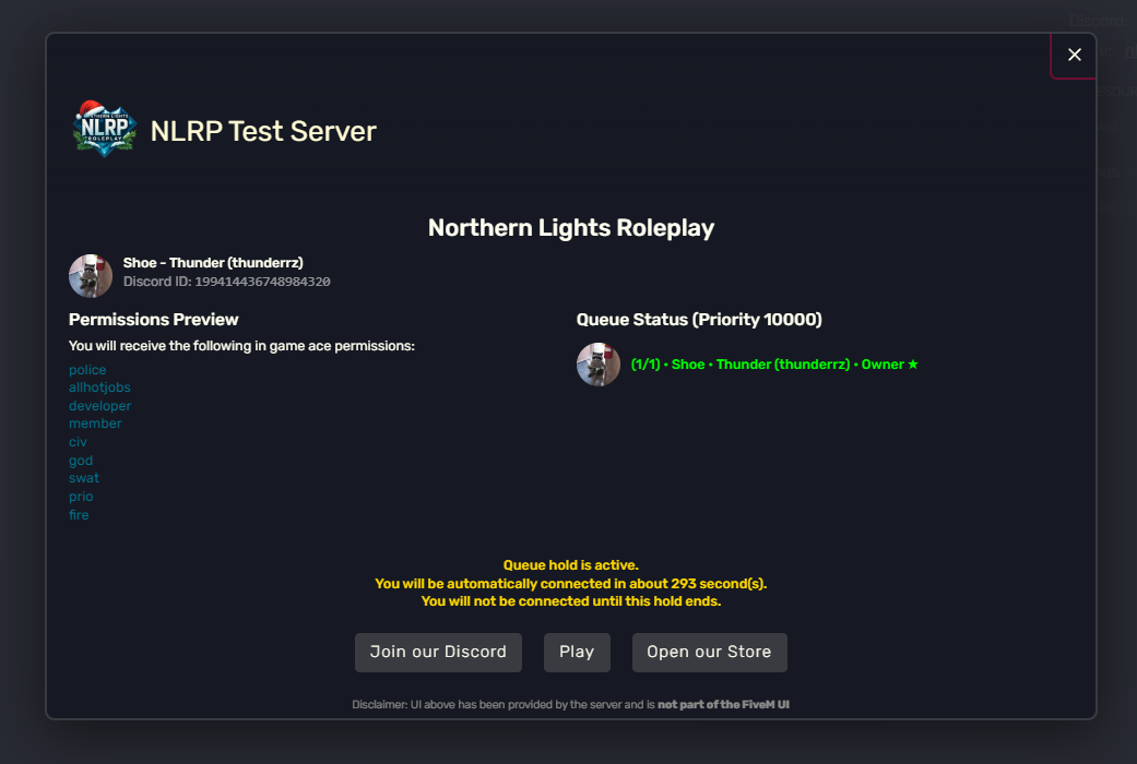 [PAID] Queue & Permissions System - FiveM Releases - Cfx Forum
