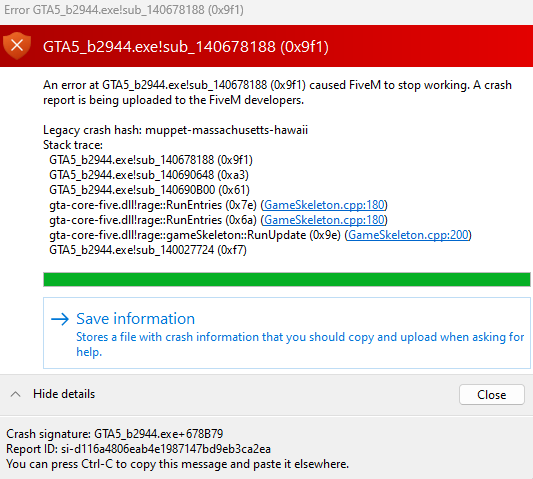 Game keeps on crashing a few seconds after I join - FiveM Client ...