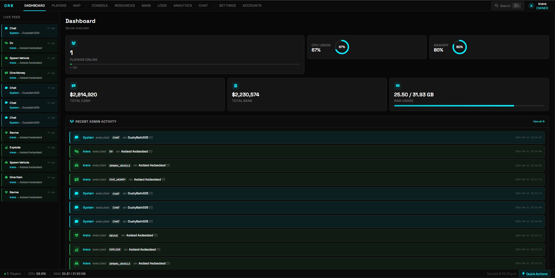[PAID] [ESX/QBCore/QBox/Standalone] The Orb Admin System — Web Panel ...