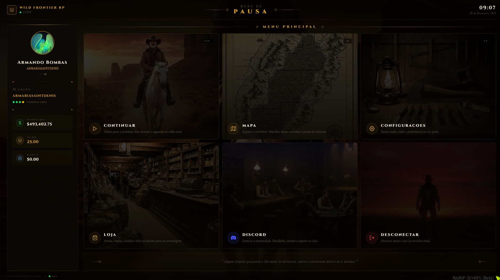 DnL - Pause Menu | RedM Scripts | RSG | VORP - RedM Releases - Cfx Forum