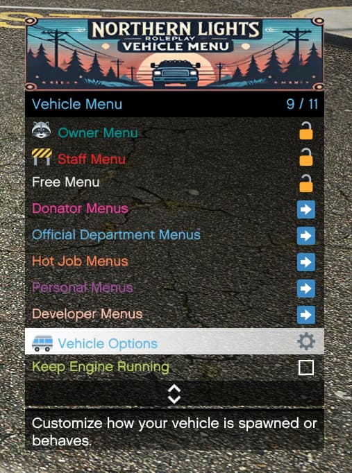 Vehicle Menu pic
