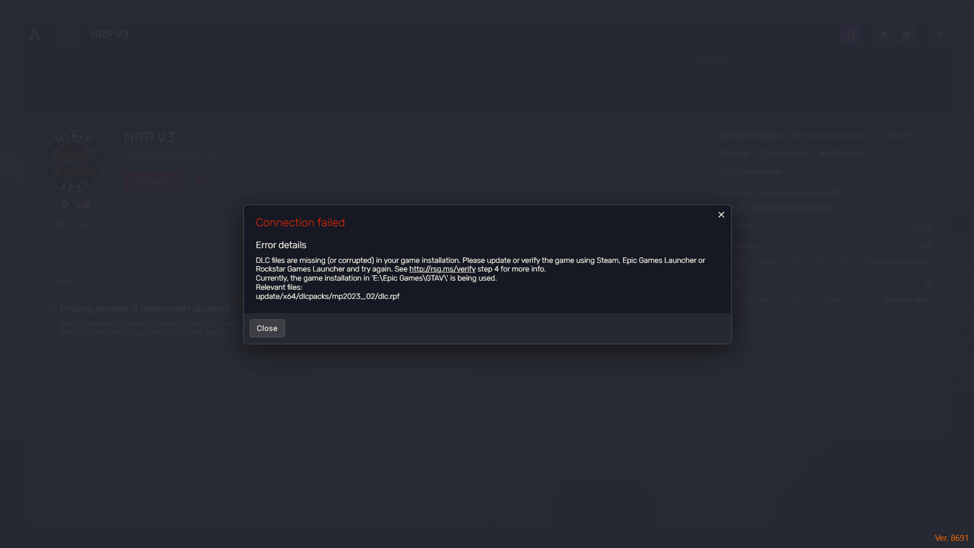 I keep getting this error message while logging into this one server ...