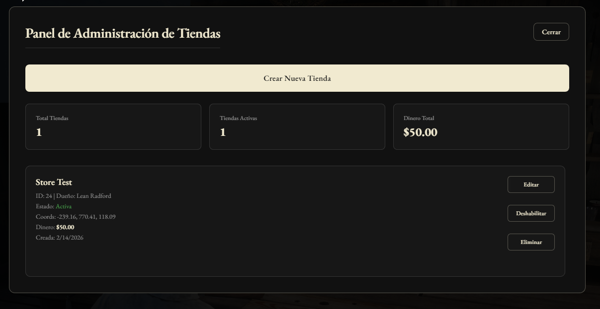 Redm Admin Menu Script Little Stores Creator | RedM Script | VORP - RedM Releases - Cfx Forum