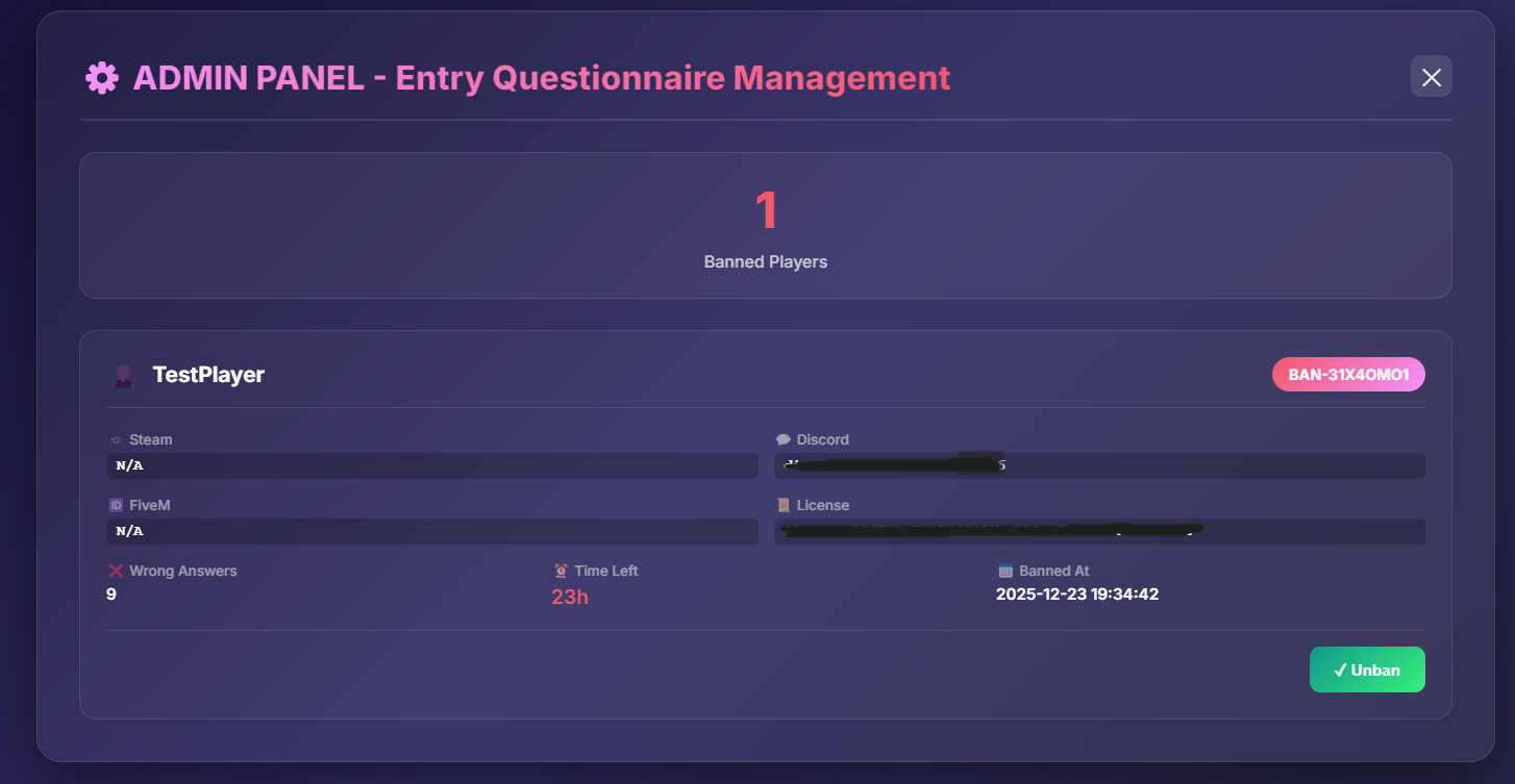 [ESX] Entry Questionnaire System – Advanced Roleplay Protection - FiveM ...