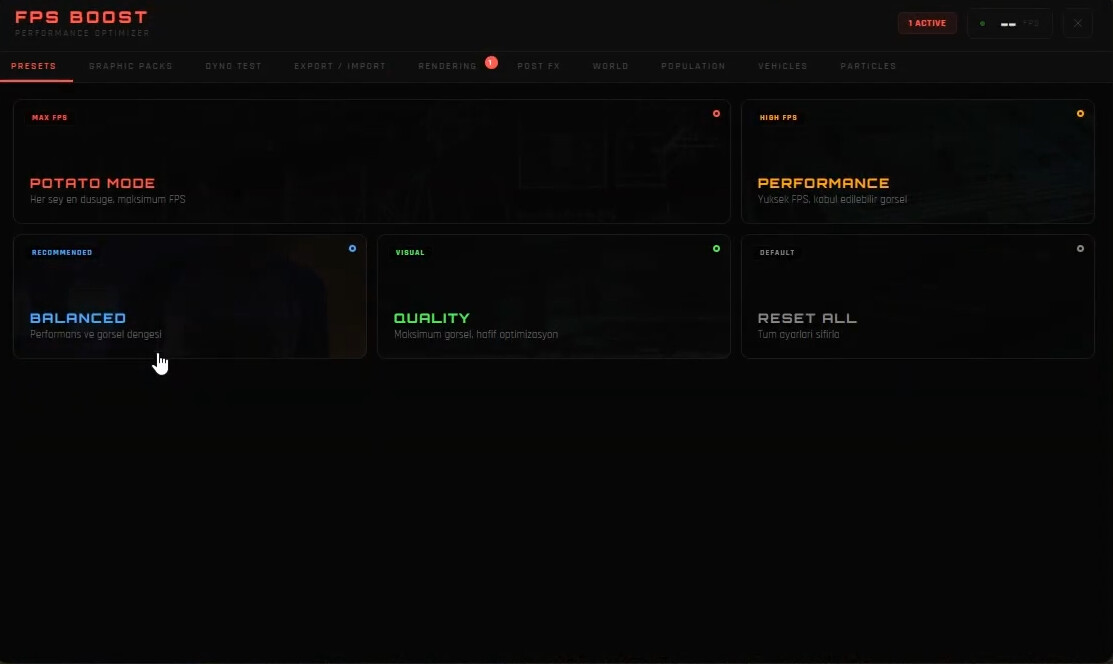 [PAID] Turbo FPS Boost Menu +50 FPS (NUI) | Presets + Graphic Packs ...