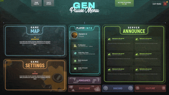 [PAID][QB/ESX] GEN Pause Menu V2 (5 Color Theme)(12 Minigame) thumbnail 2