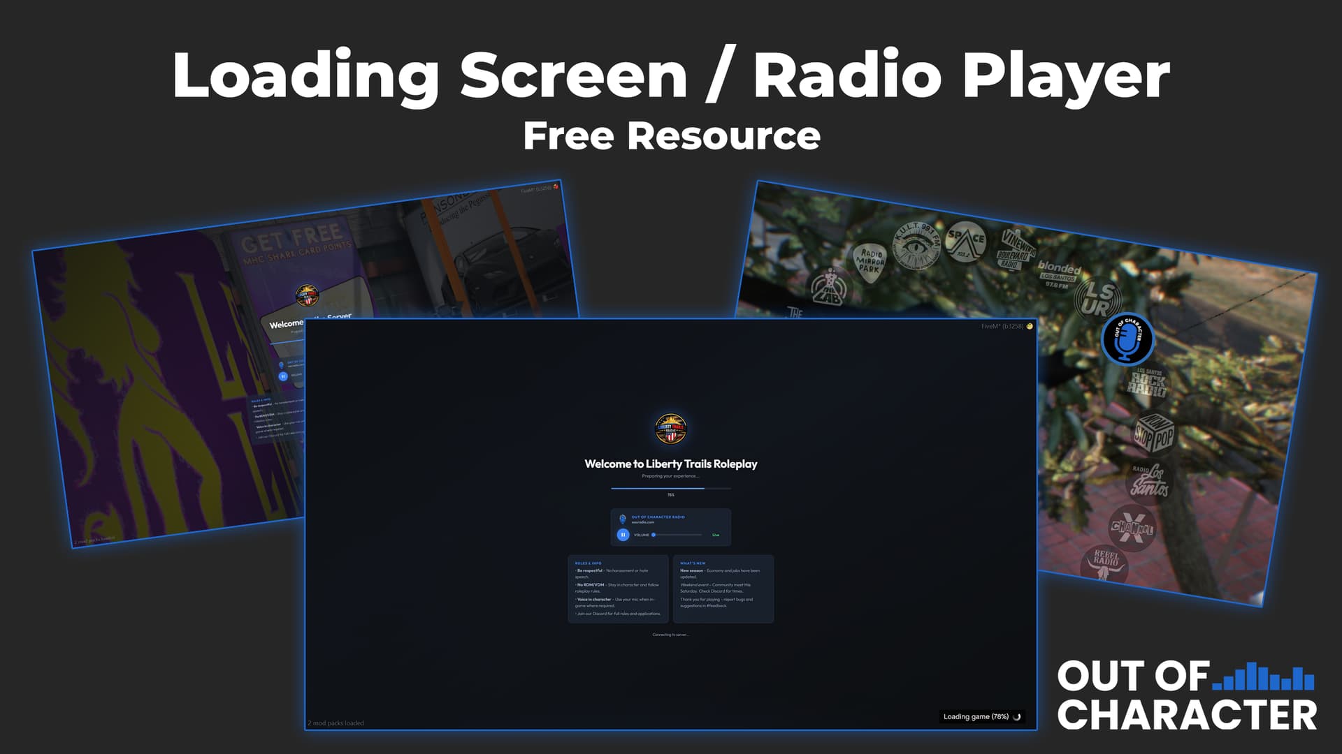 [免费]加载屏幕+收音机更换|不符合角色的收音机-FiveM插件网