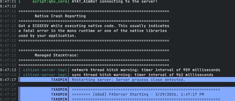 Server Crash 2/3 Times Daily - Server Owners - Cfx Forum