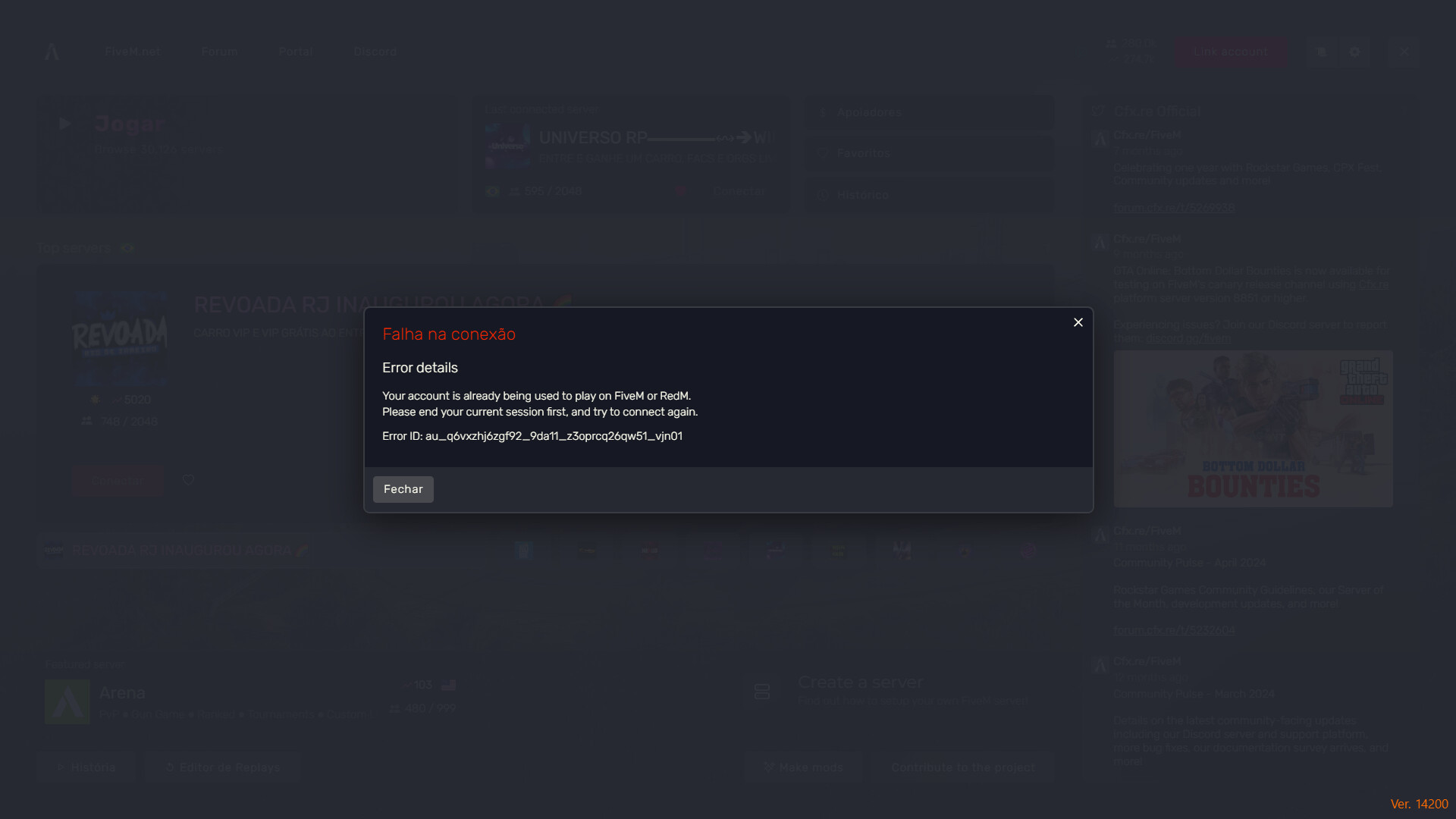 error logging into server - FiveM Client Support - Cfx.re Community