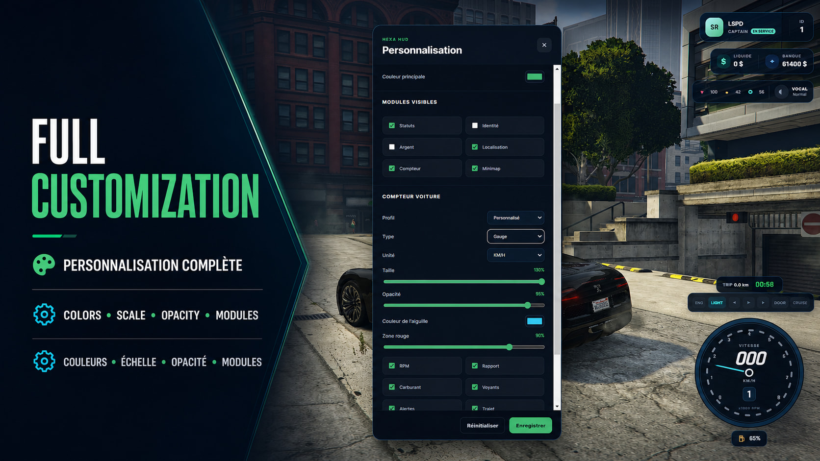 Hexa HUD customization menu