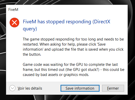Fivem DirectX Crashes query - FiveM Client Support - Cfx Forum