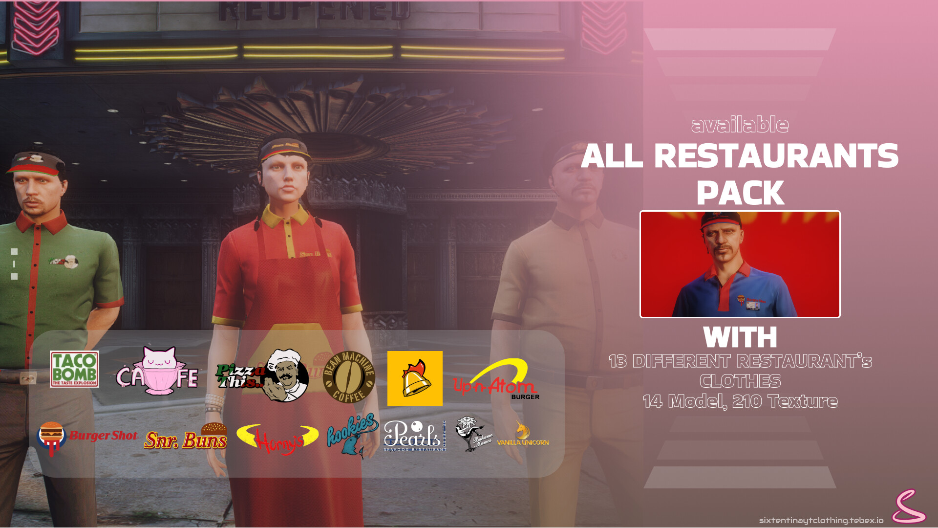 Burger Shot, Pizza This, Snr. Buns, Bean Machine, UwUCat Cafe Clothes [45%Off] Thumbnail