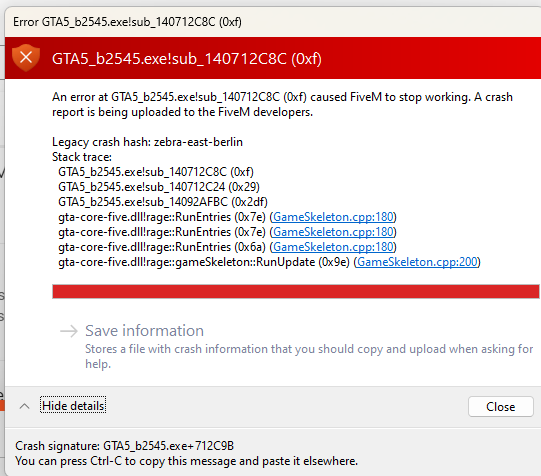 Crashing upon loading into server - FiveM Client Support - Cfx Forum