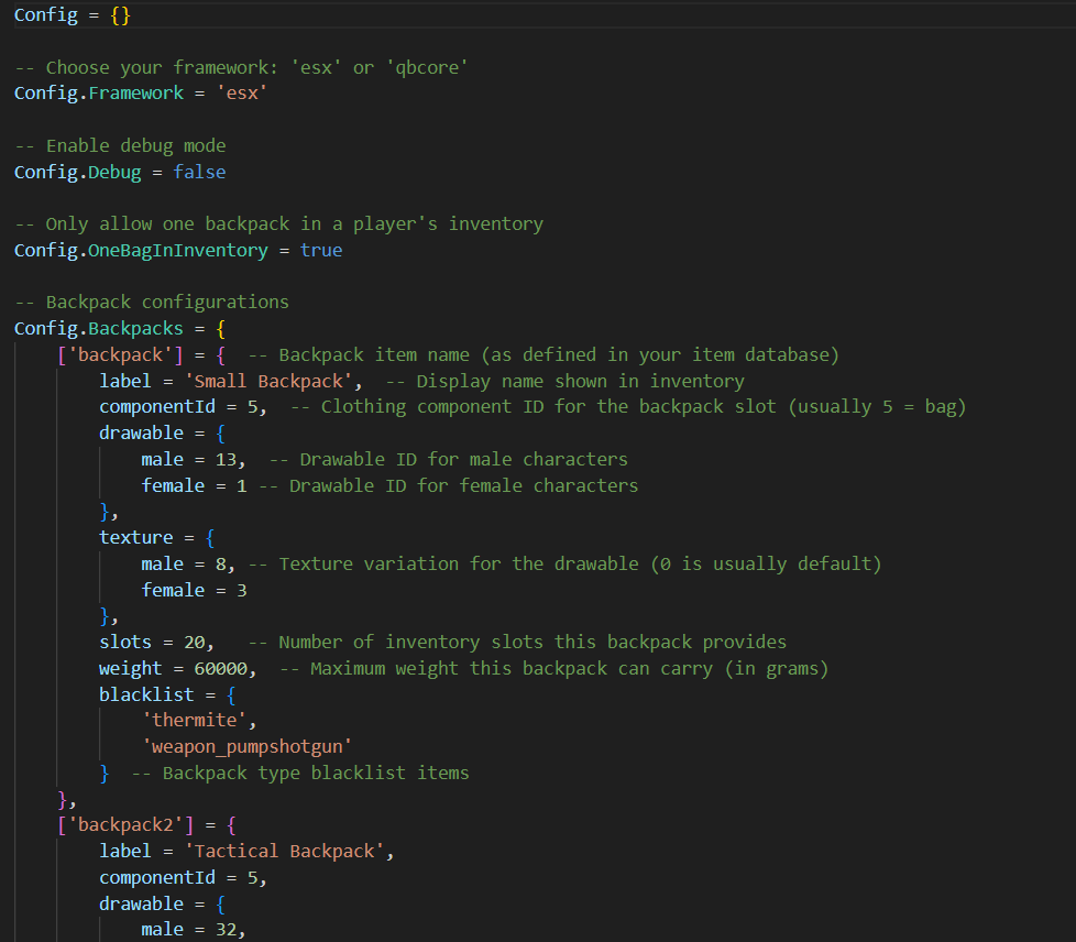 [PAID][ESX/QBCore] Backpack System for ox_inventory – Wearable, Transferable, Fully Customizable thumbnail 2