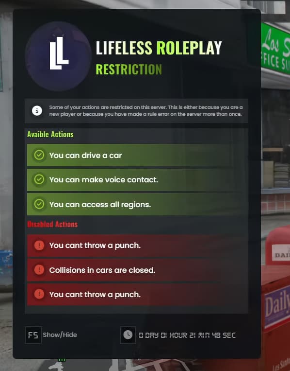 Restriction for New Players [QBCore/ESX] thumbnail 2