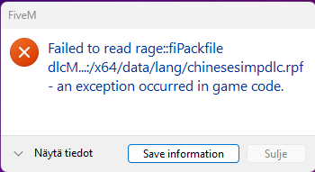 GAME CRASHES AFTER I JOIN TO SERVER - FiveM Client Support - Cfx.re ...