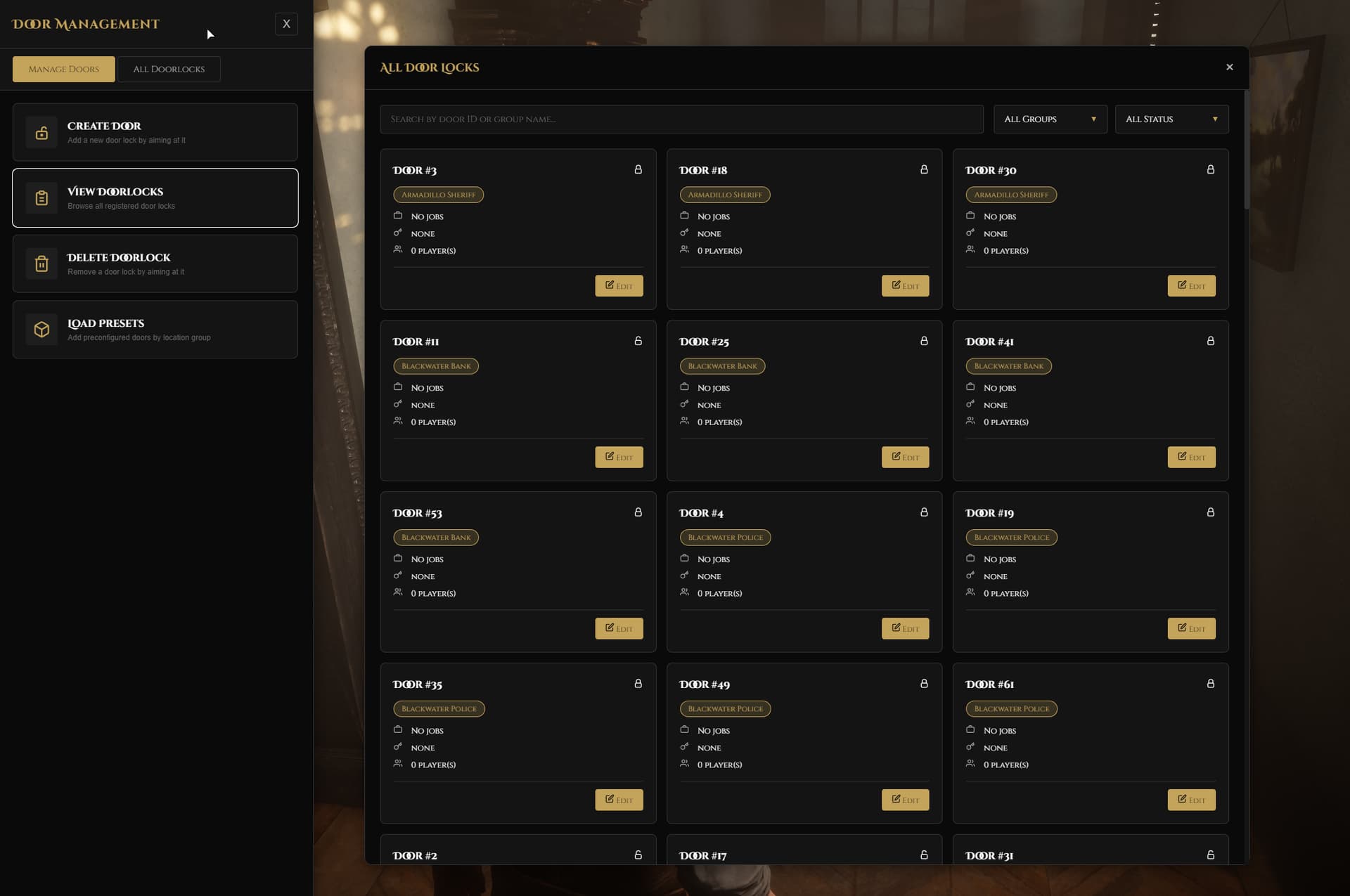 Crowe Locks - Door Lock Management System [VORP] - RedM Releases - Cfx ...