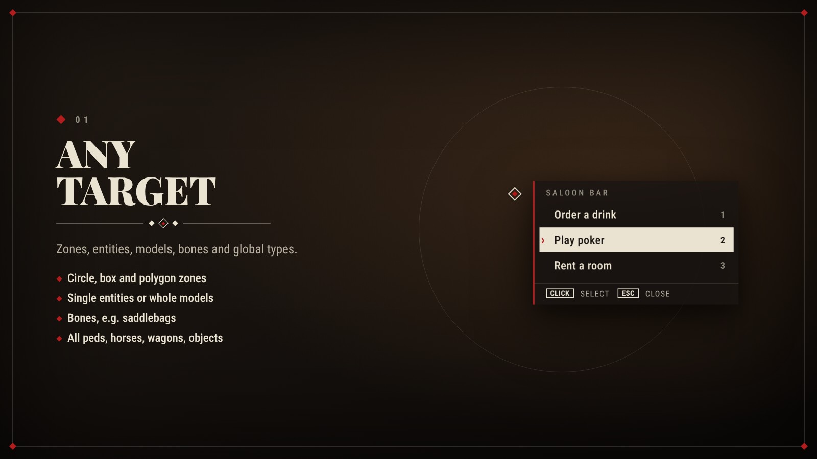 [PAID] [REDM] WLS Target - Interaction menu with zones, models, NPCs ...