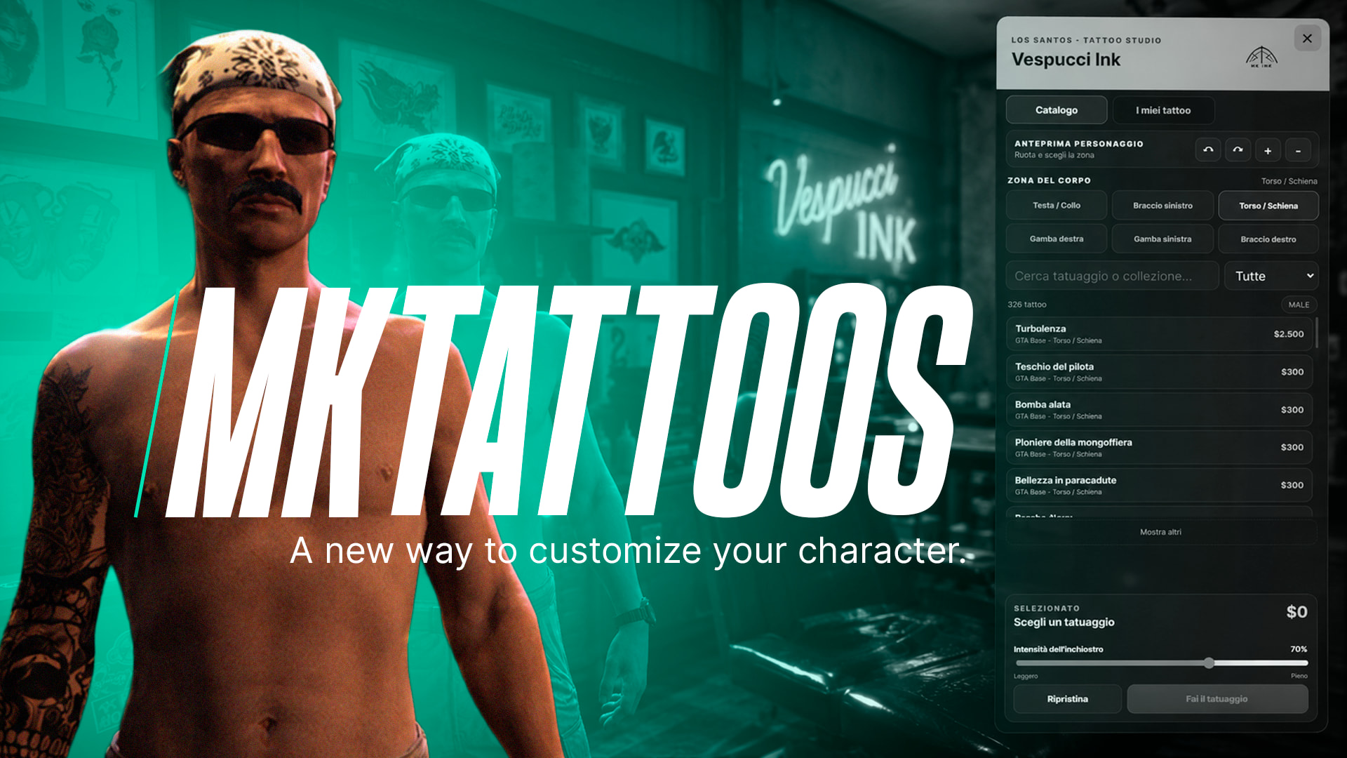 MK Tattoos advanced tattoo studio for FiveM