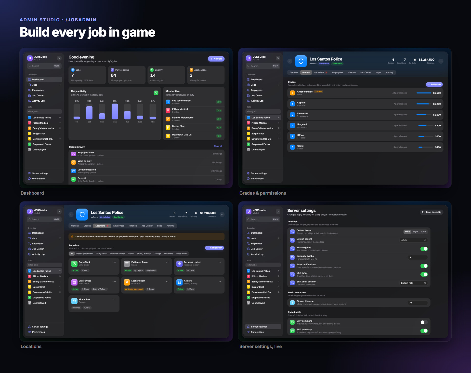[FREE] JCKS Jobs – the complete job system | Job creator · Boss menu ...