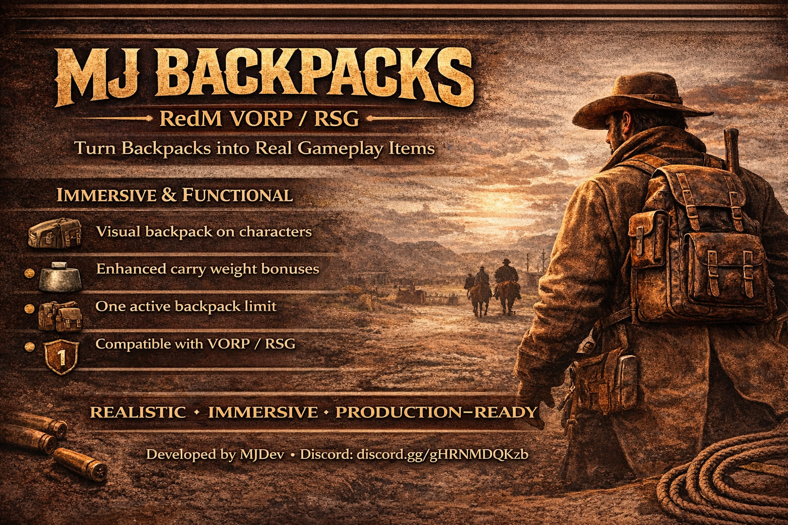 [PAID] MJ Backpacks | RedM VORP / RSG - RedM Releases - Cfx Forum