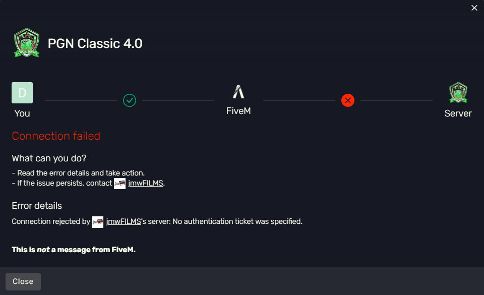 FiveM isnt allowing me to join my server - FiveM Client Support - Cfx ...
