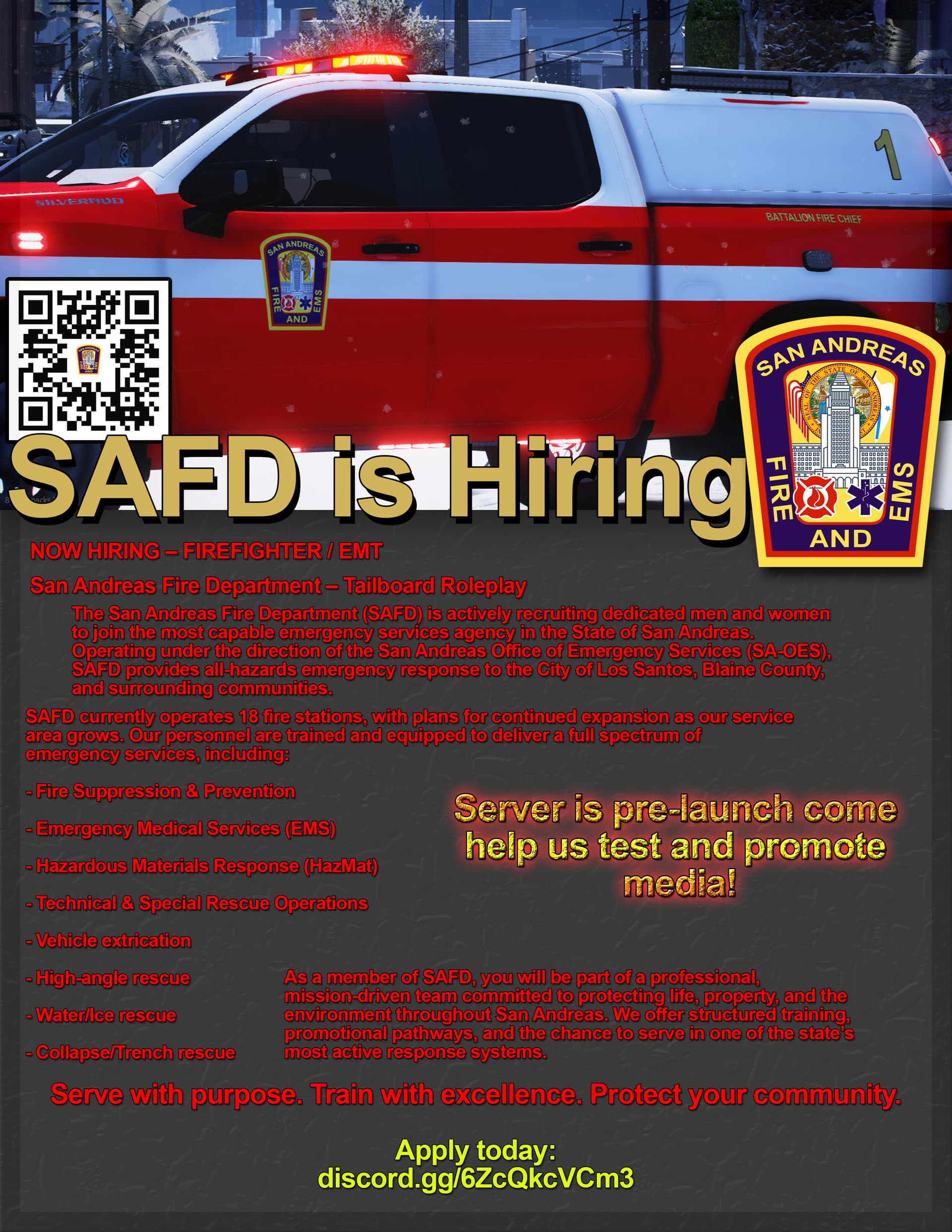 SAFD is Hiring! Tailboard RP (Pre-Launch!) - Server Bazaar - Cfx.re ...
