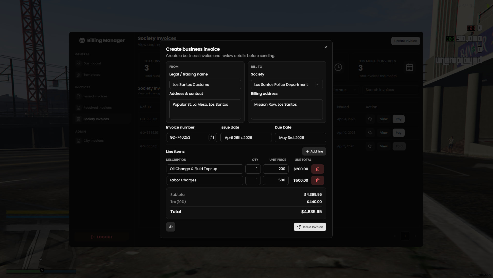 Billing System | Business Invoices & Management - FiveM Releases - Cfx ...