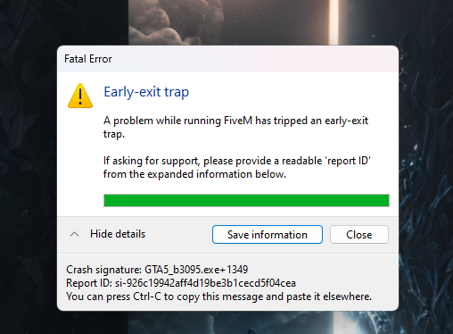 Early Exit Trap Error Every 5 10 Minutes On Any Server FiveM Client early-exit-trap-error-every-5-10-minutes-on-any-server-fivem-client