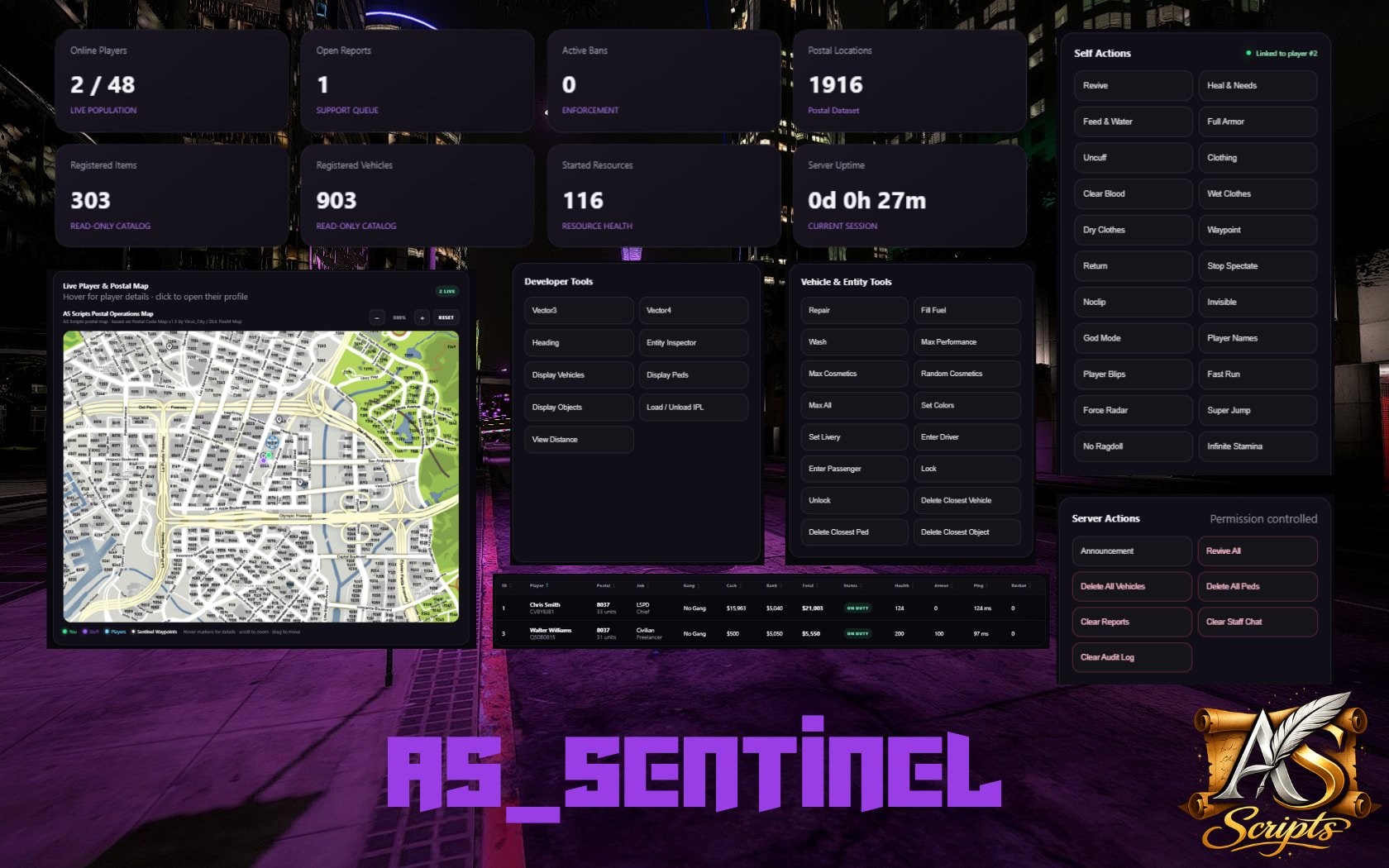 Advanced Admin Menu & Web Portal [qbcore|standalone|qbox] - as_sentinel ...