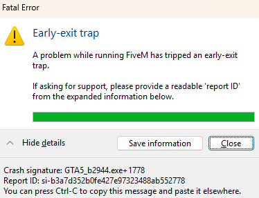 constant crash 5 in 5 minutes - FiveM Client Support - Cfx.re Community
