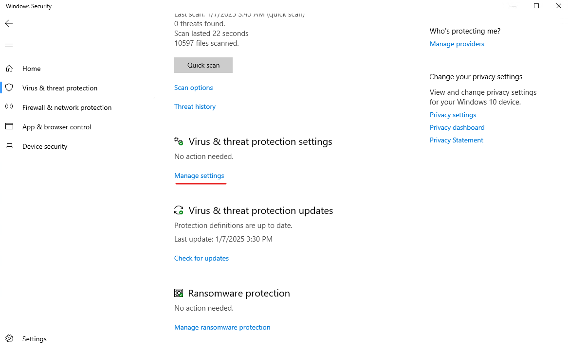 Step 3: Manage Settings