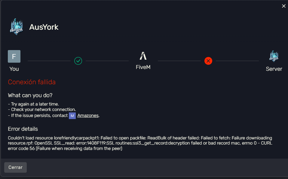 FiveM error to join server (spanish) - FiveM Client Support - Cfx Forum
