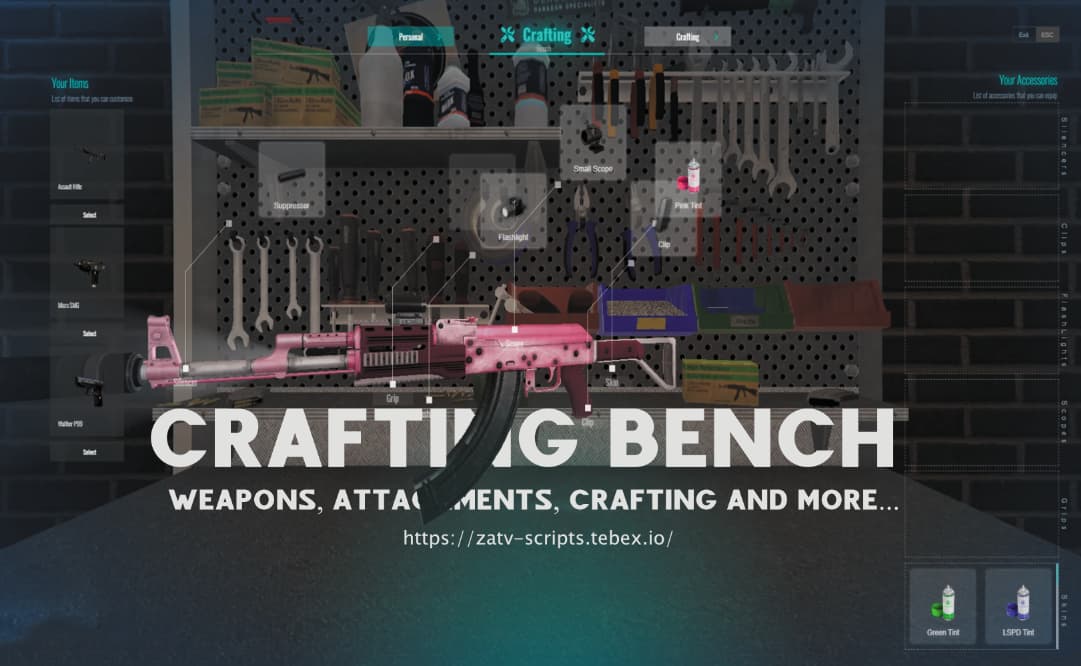 [qbcore Esx] Crafting Bench Weapon Attachments Nopixel 4 0 Inspired Ui Fivem Releases