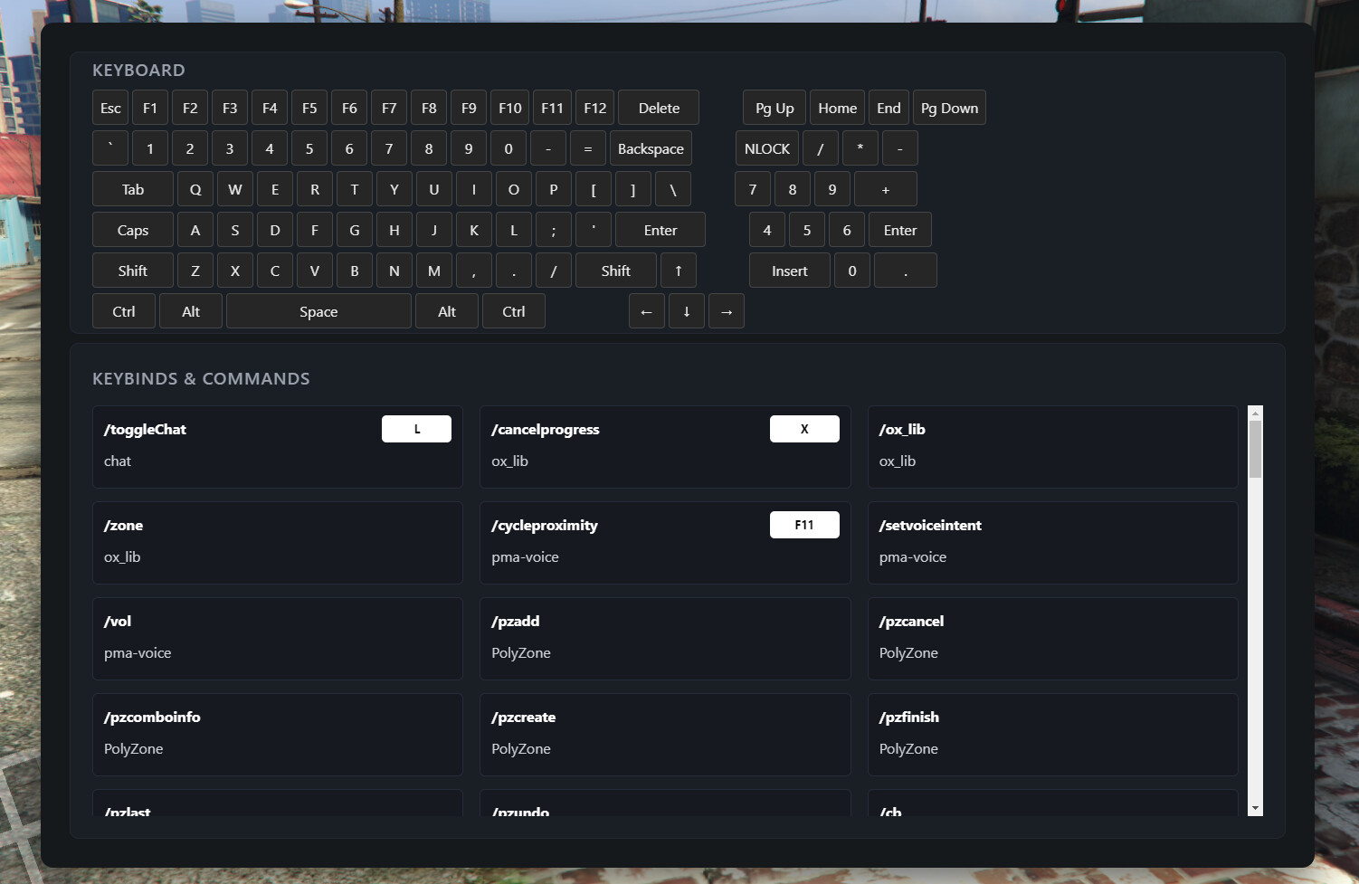 UI with all keybinds & commands - Automatic - FiveM Releases - Cfx.re ...
